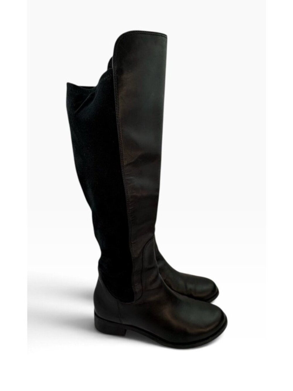-Cole Haan Air Tall Boots Womens 7.5 Black Leather Pull On Equestrian Riding